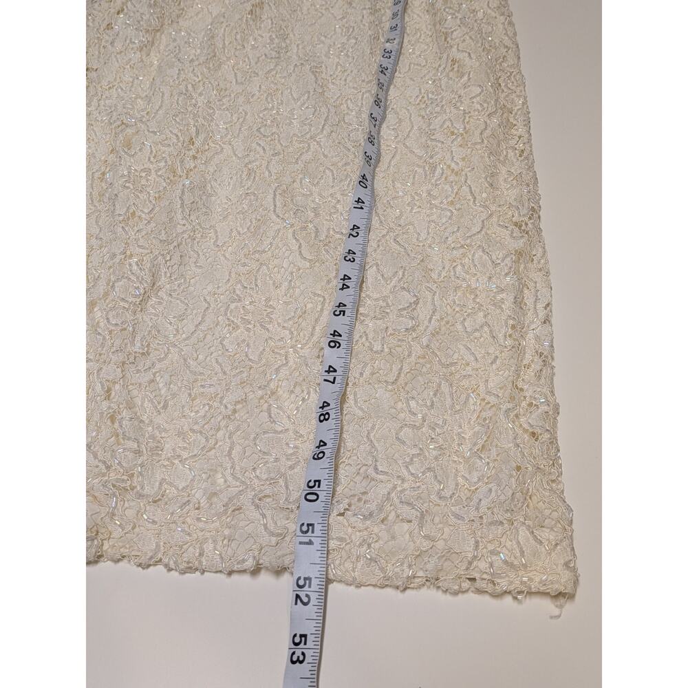 Vtg Cache Dress Women’s 6/8 Ivory Beaded Lace Low Back Sleeveless Gown Wedding - Picture 7 of 8